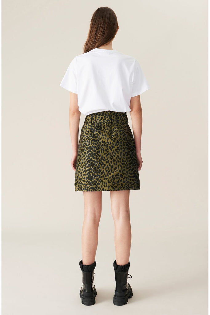 Cotton Blend Jacquard Mini A-Line Skirt